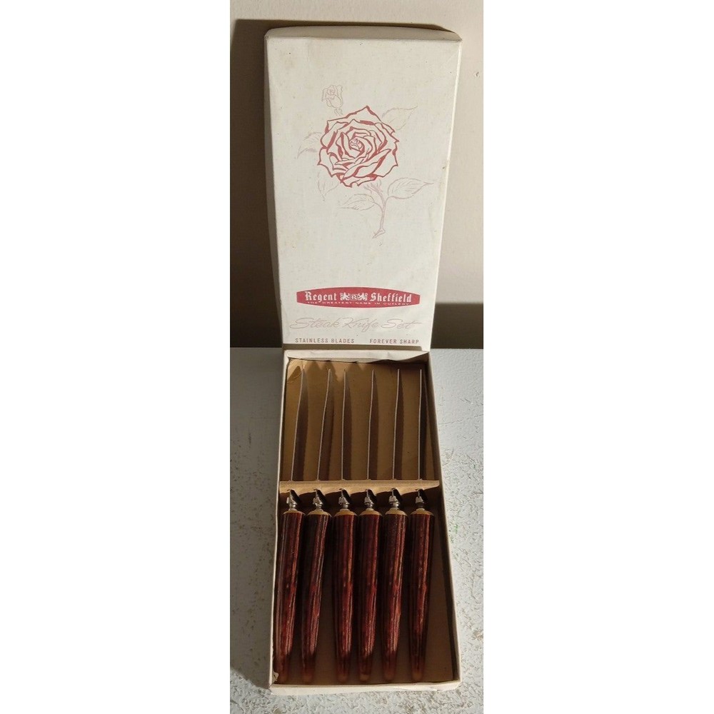Vintage Regent Sheffield Forever Sharp Stainless Steel Steak knife Set